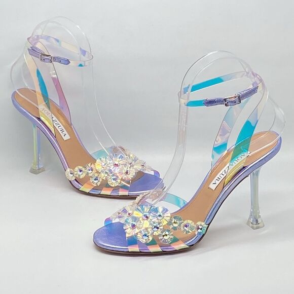 Aquazzura Meteorite PVC Embellished Ankle-Strap Sandals size 36 - Picture 9 of 15